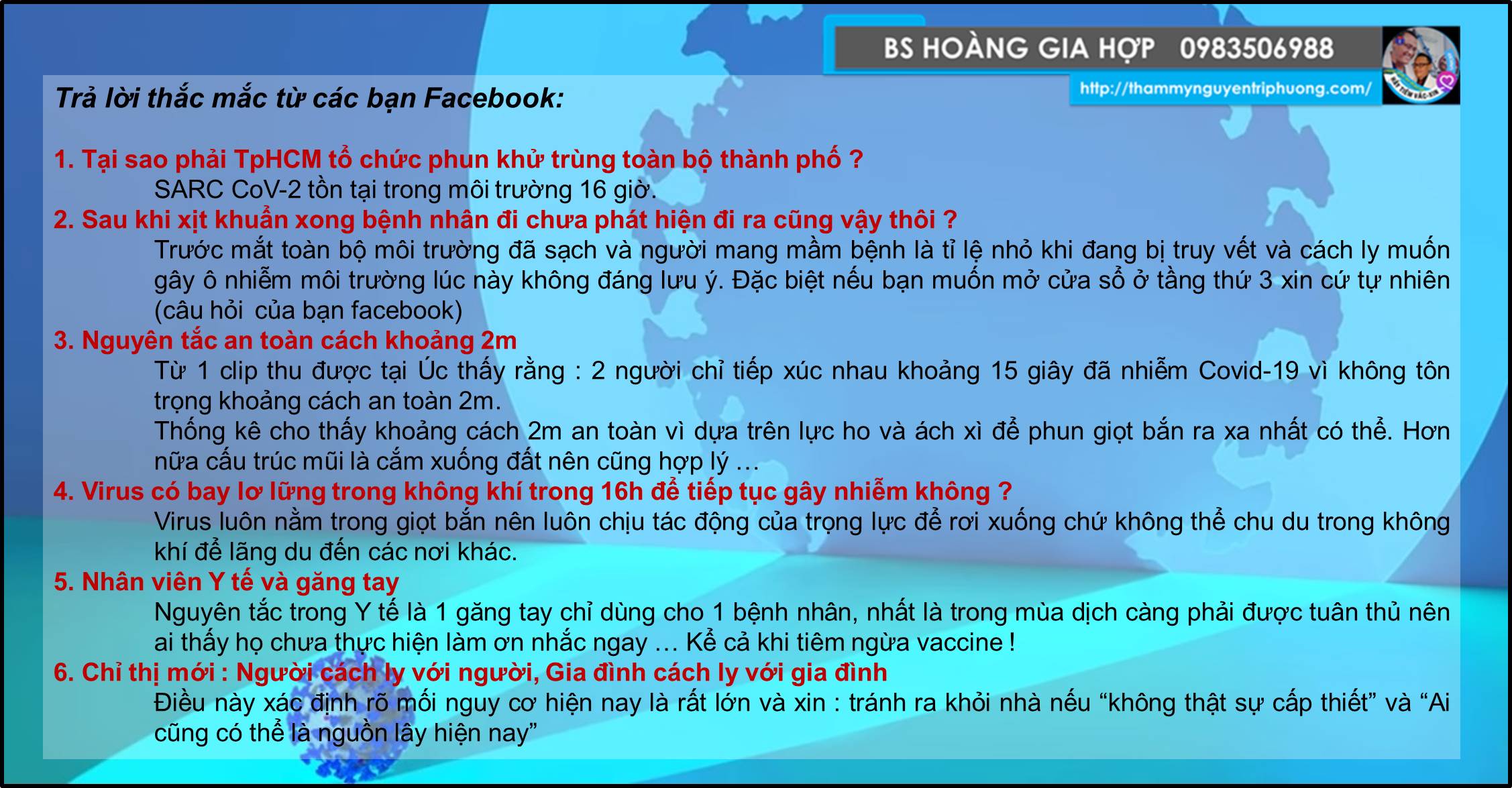 Bác sĩ trả lời thắc mắc bạn Facebook về Dịch Covid-19 hiện nay