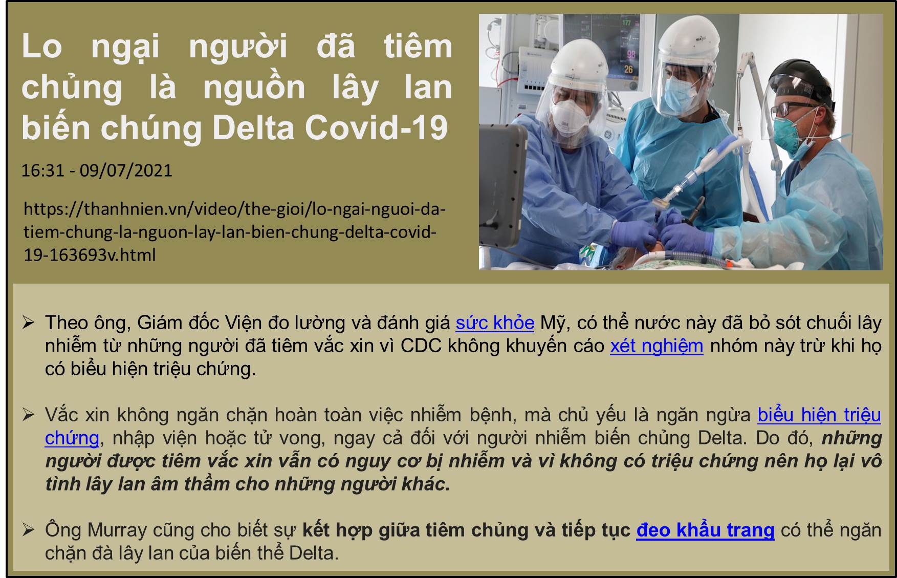 Lo ngại người đã tiêm chủng là nguồn lây lan biến chúng Delta Covid-19