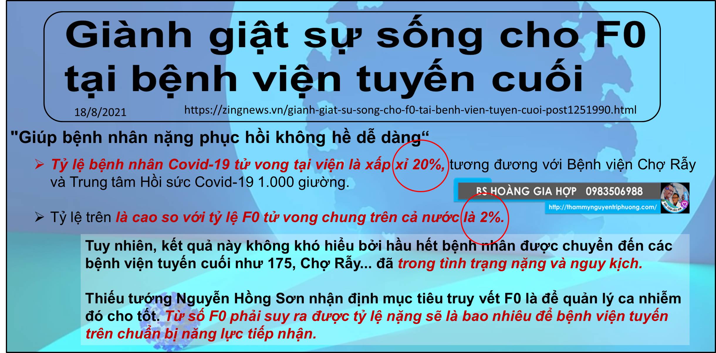 Tỉ lệ bệnh nhân Covid-19 tử vong tại bệnh viện Covid TpHCM là 20%.