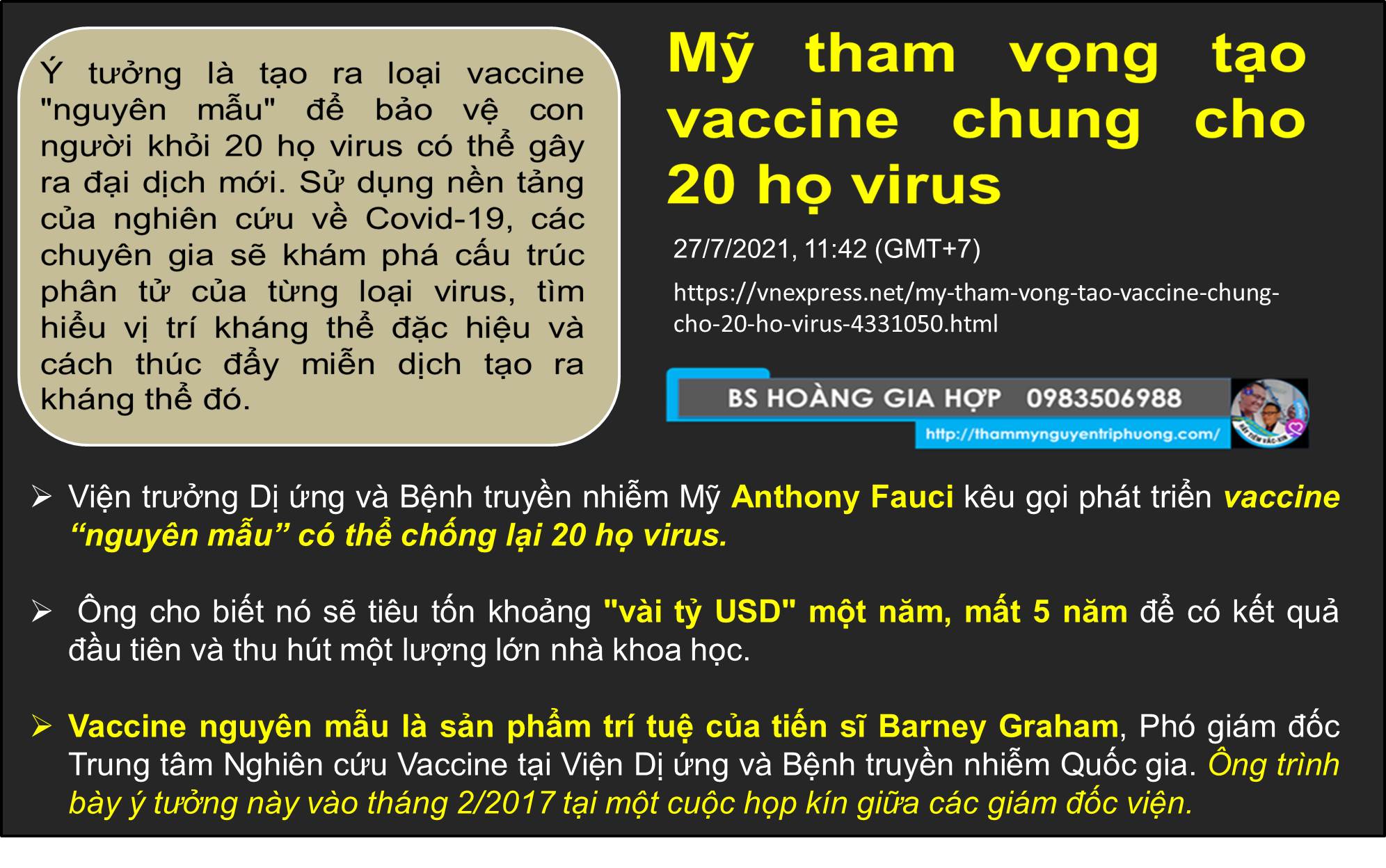 VACCINE “nguyên mẫu” có thể chống lại 20 họ virus.