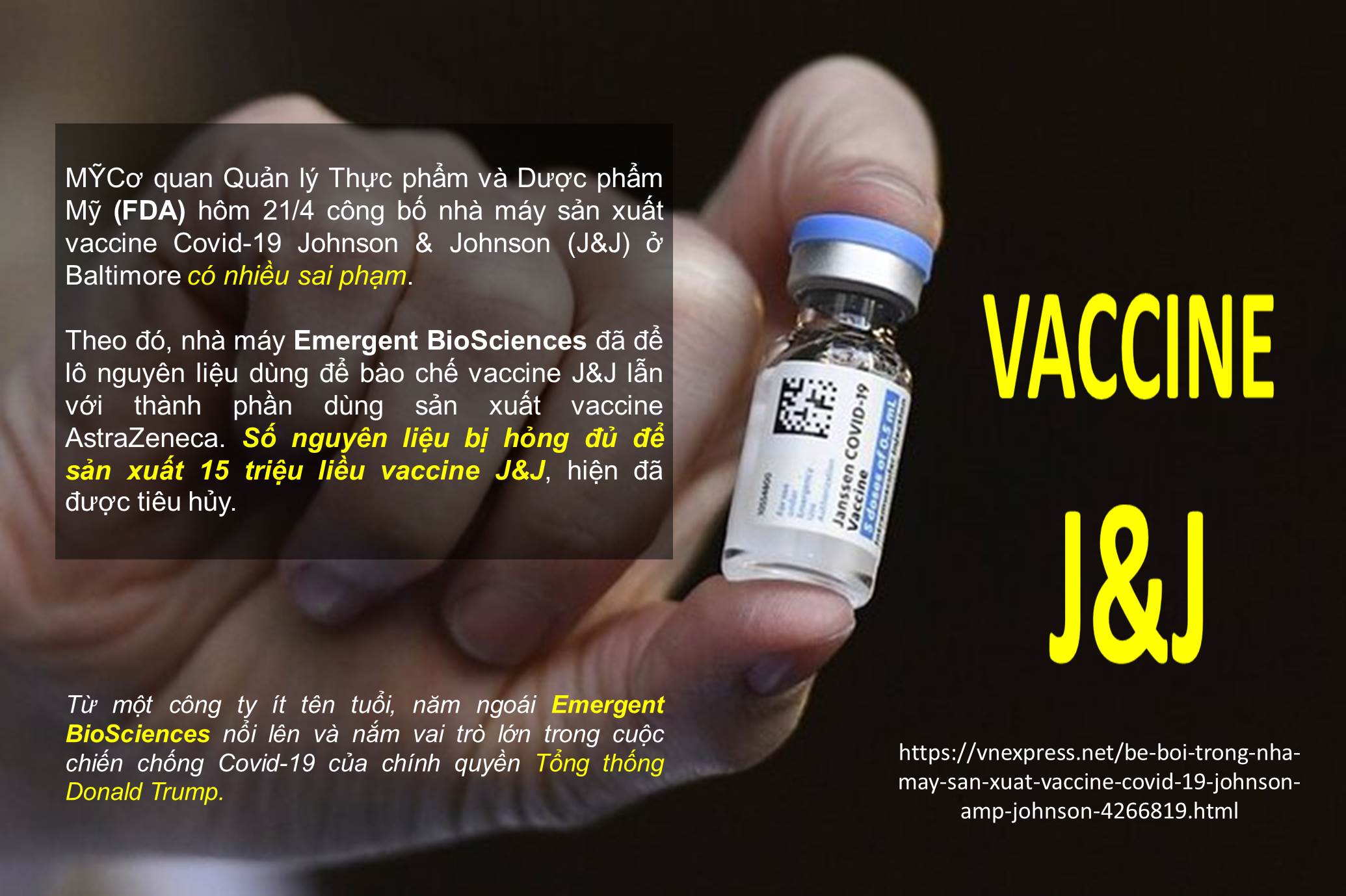 Bê bối trong nhà máy sản xuất vaccine Covid-19 Johnson & Johnson