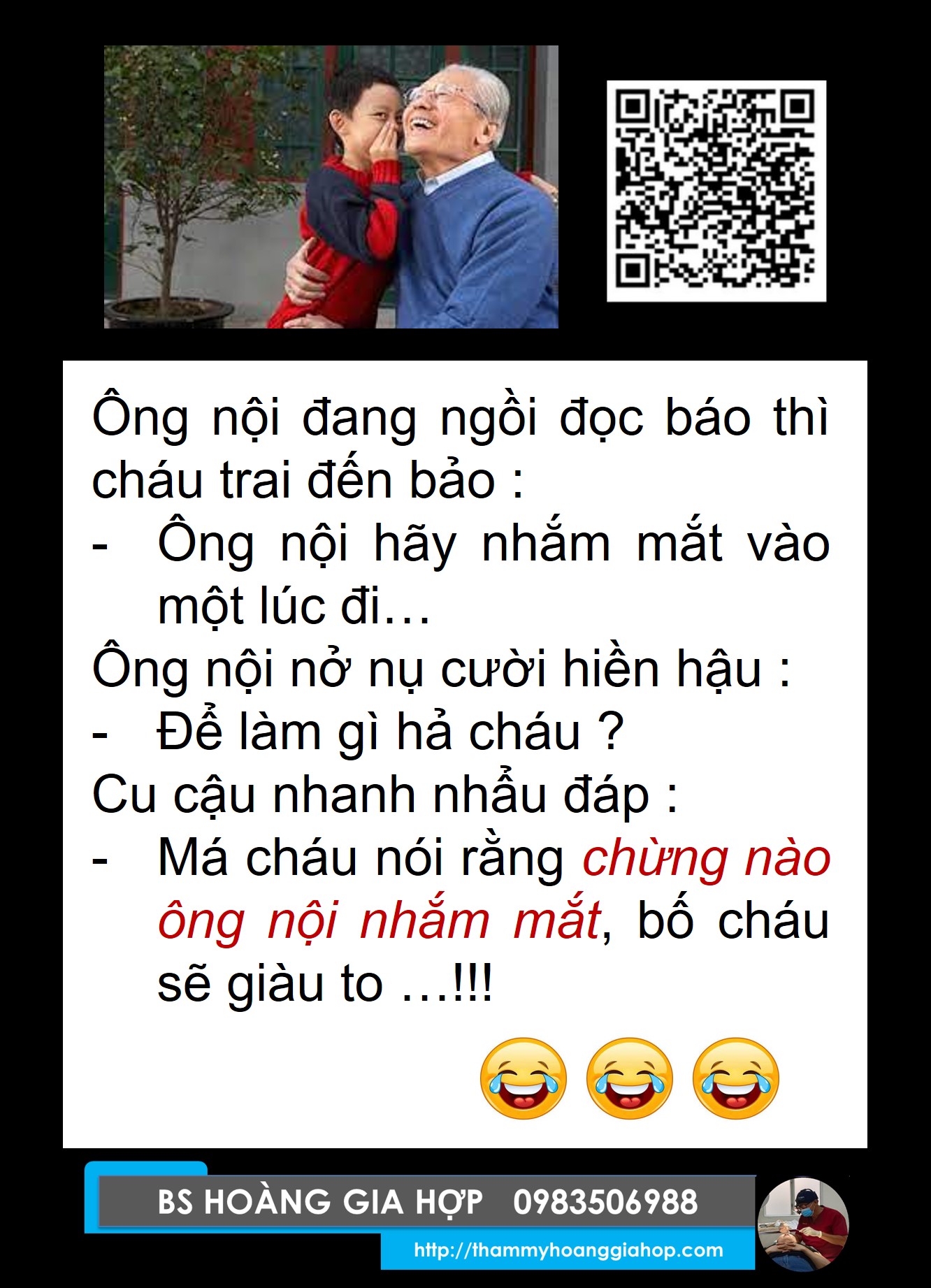 Ông nội nhắm mắt một tí ...