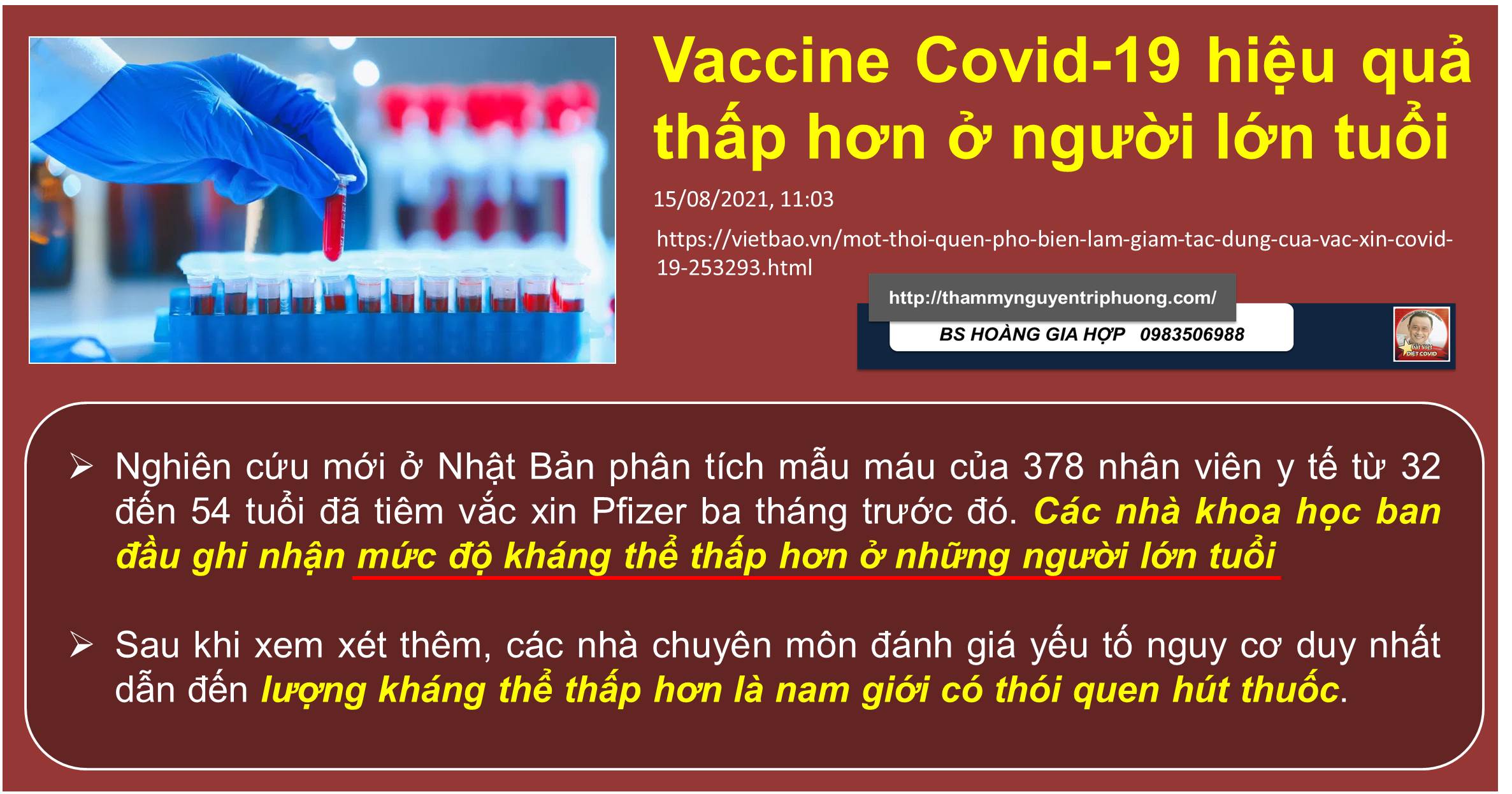 Hiệu quả Vaccine Covid-19 ở người lớn tuổi thấp hơn người trẻ tuổi