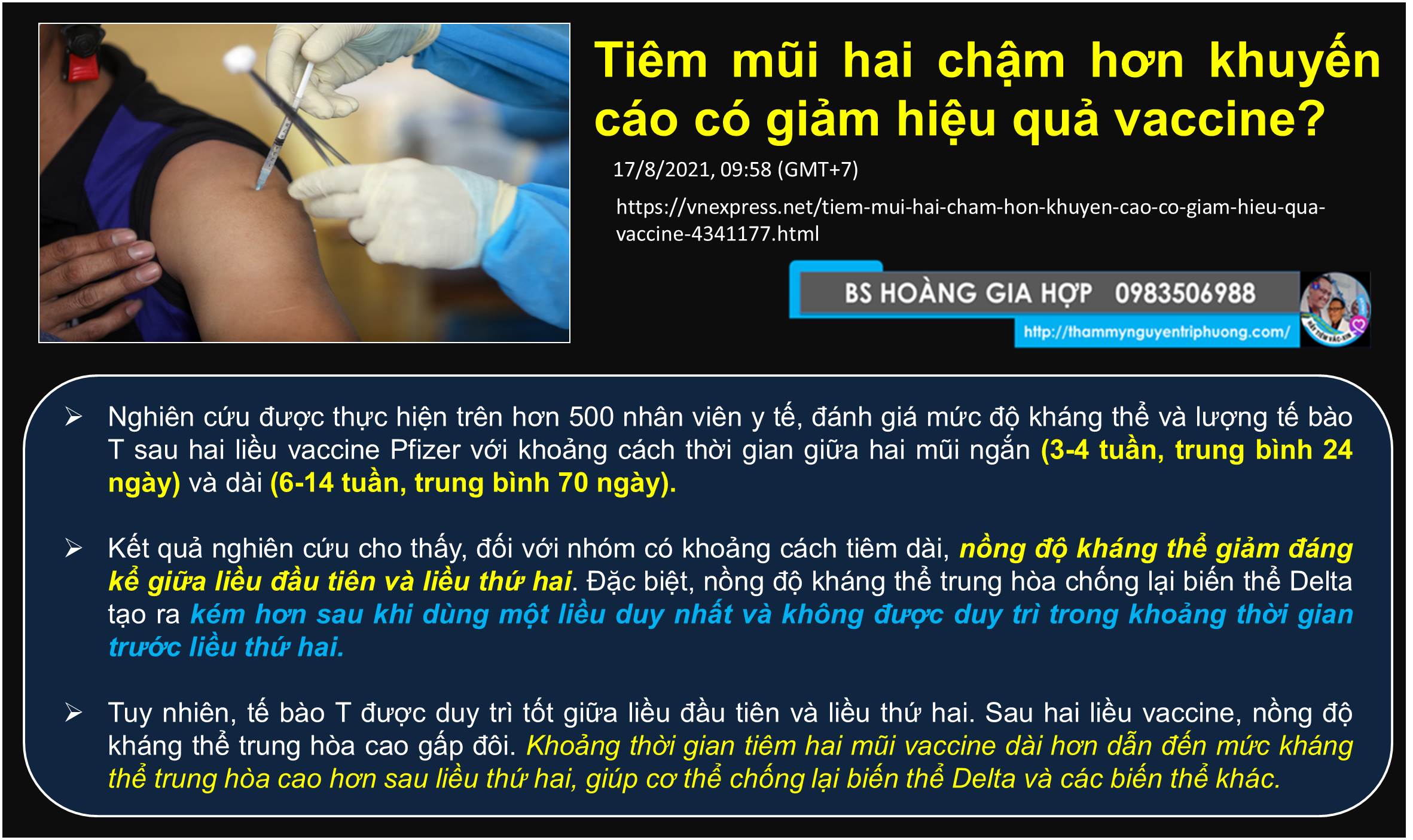 Tiêm mũi hai chậm hơn khuyến cáo có giảm hiệu quả vaccine ???