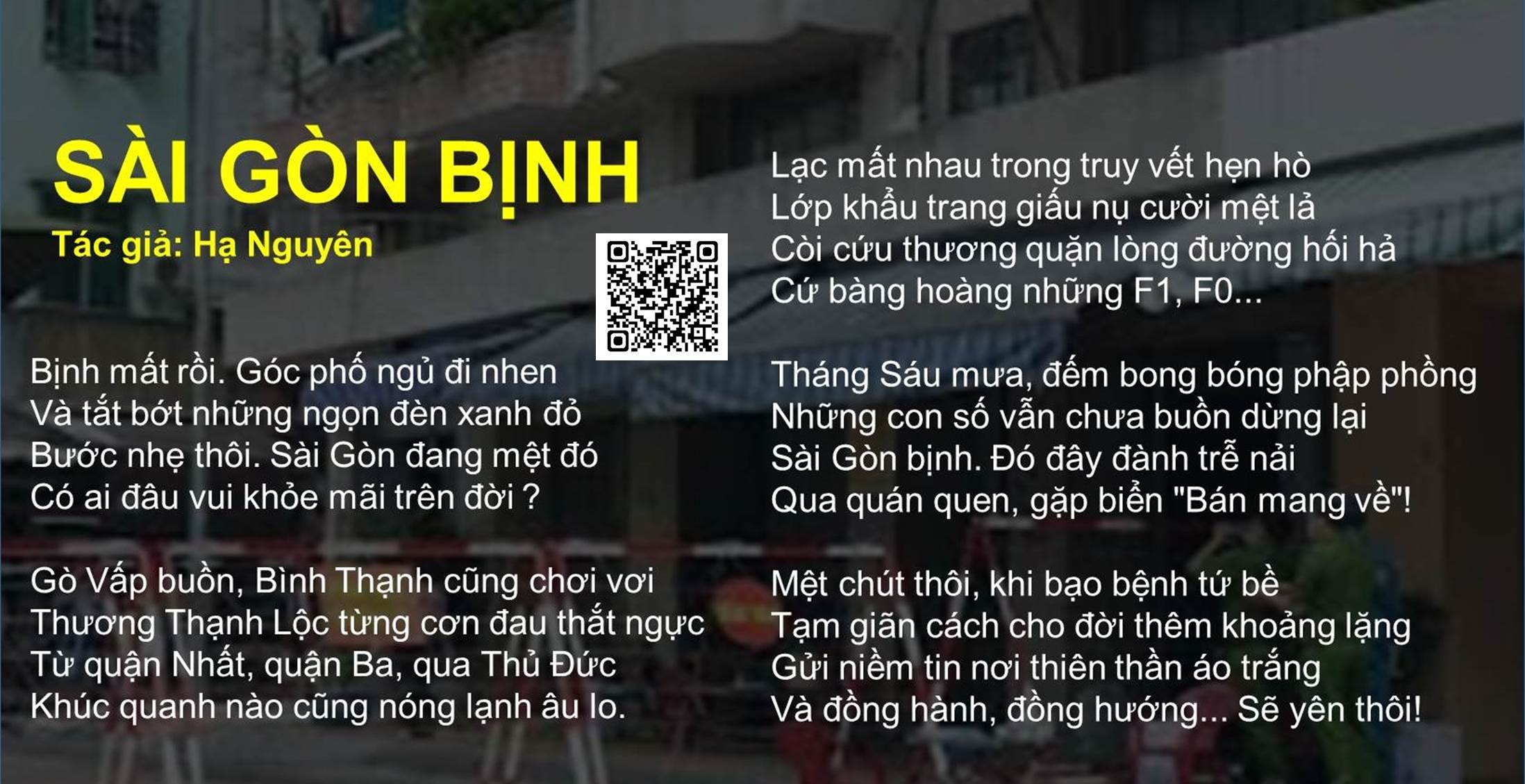 Bài thơ SÀI GÒN BỊNH của Hạ Nguyên