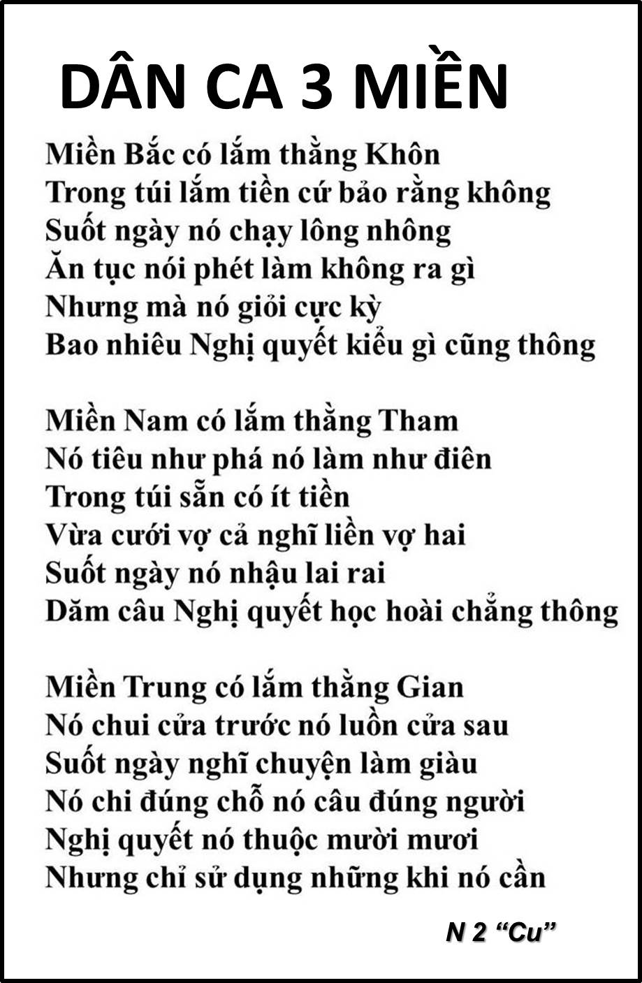 DÂN CA 3 MIỀN