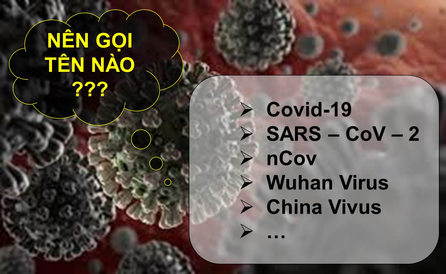 CÓ NÊN GỌI LÀ “VIRUS TRUNG QUỐC (CHINA VIRUS)” HAY “VIRUS VŨ HÁN” KHÔNG? 